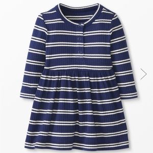 Hanna Andersson Baby Long Sleeve Rib Knit Striped Dress 12-18 Months
